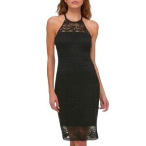 Guess Strappy Stretch Lace Illusion Halter Dress 12 Strappy Back Padded Bra